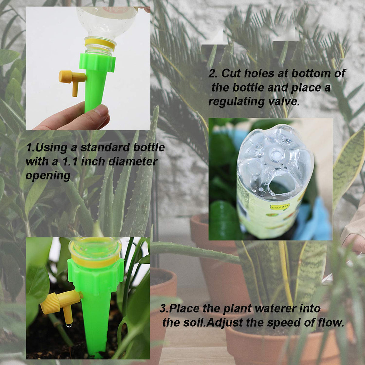 LABOTA 24 Pack Self Watering Spikes for Plants,Automatic Plant Waterer Indoor,Adjustable Drip Irrigation Devices for Outdoor & Garden