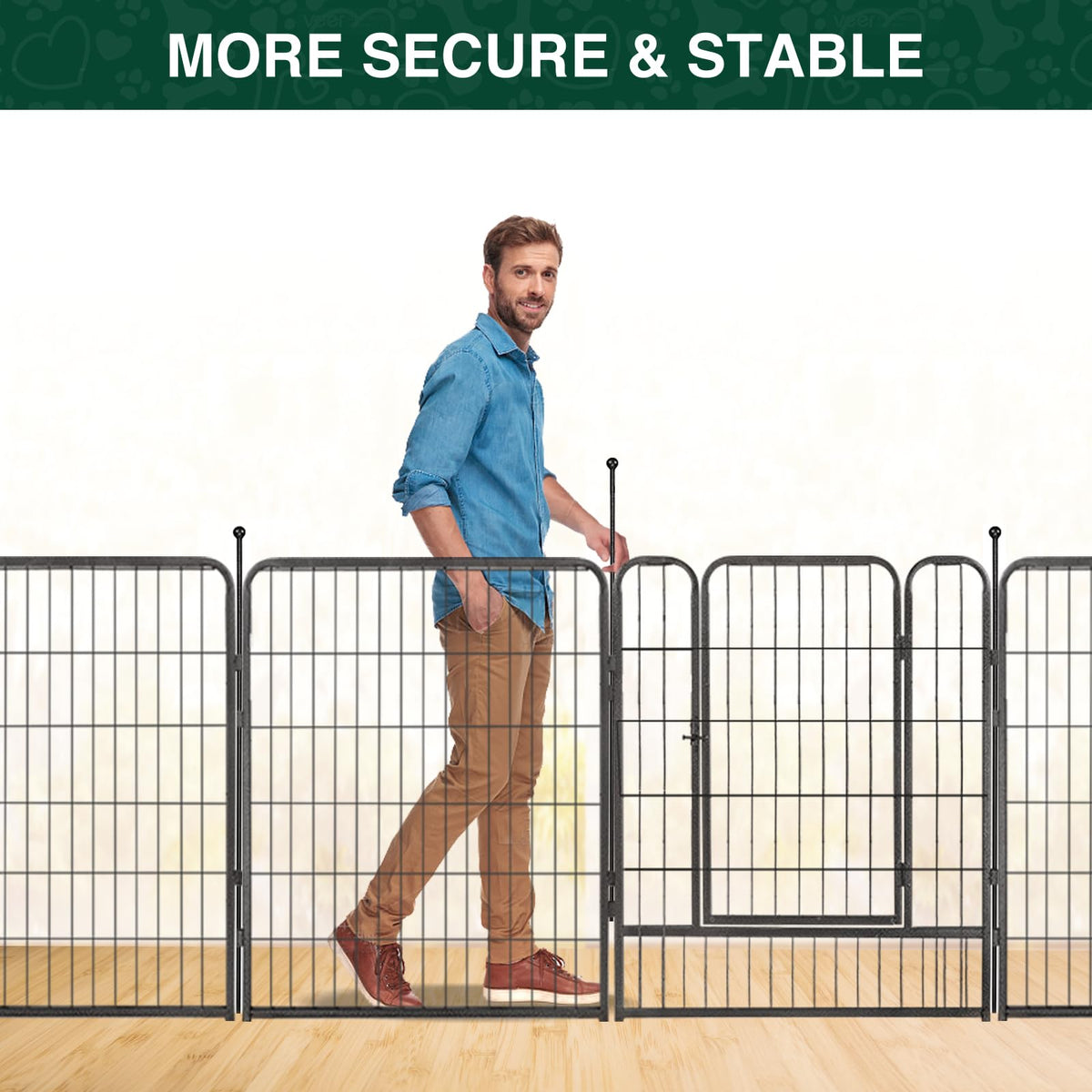 VISCOO Dog Playpen Outdoor, 16 Panels 40" High Metal Dog Fence with Gate, Pet Fence for Large/Small Dogs, Portable Dog Fence for RV Camping, Yard