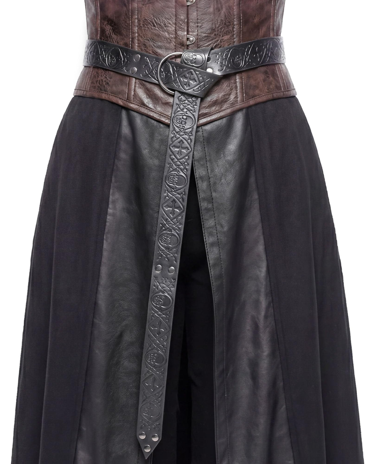 CoTeeZa Medieval Renaissance Leather Belt - Vintage Gothic Skull Cross Punk Black Style Waist Belts for Men Women Cosplay LARP Renfaire Viking Knight Costume Accessory