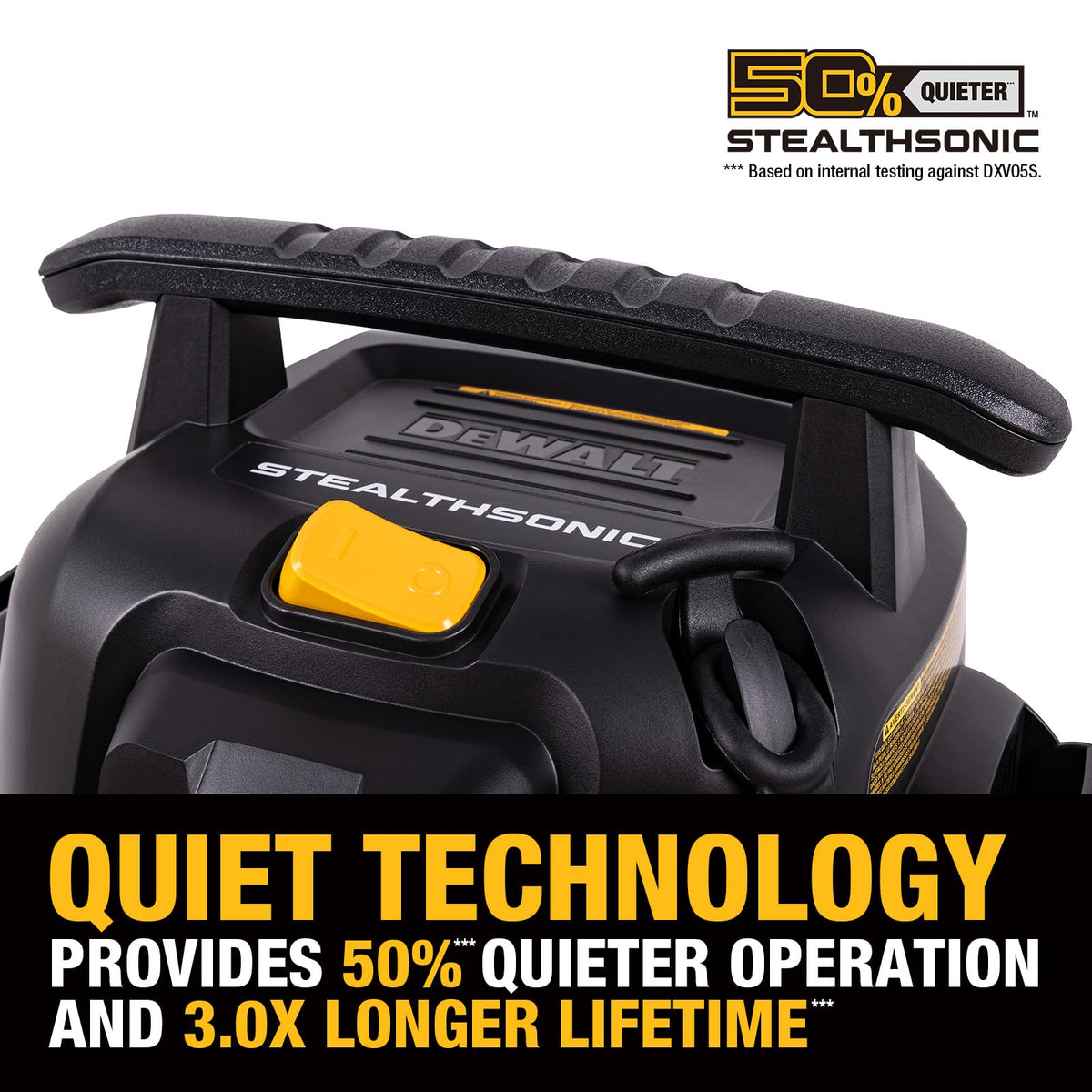 DEWALT 5 Gallon STEALTHSONIC Shop Vacuum Wet and Dry, Powerful Suction & Portable Shop Vac with Attachments, Ultra Quiet Wet Dry Vacuum for Home, Garage, Car, Workshop, Jobsite, DXV05S-QT, 4 Peak HP