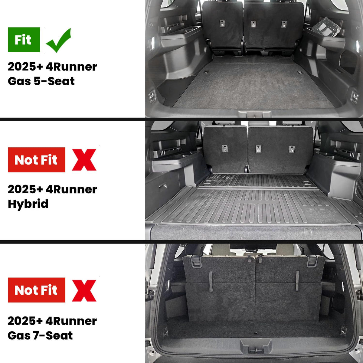 LASFIT Trunk Mat&Backrest Mat for Toyota 4Runner 2025-2026 5-Seater Gas Only(Not Fit Hybrid or 7-Seater), All Weather TPE Custom Fit Cargo Liner for 6th gen 4Runner SR5/TRD/Limited Cargo Mat