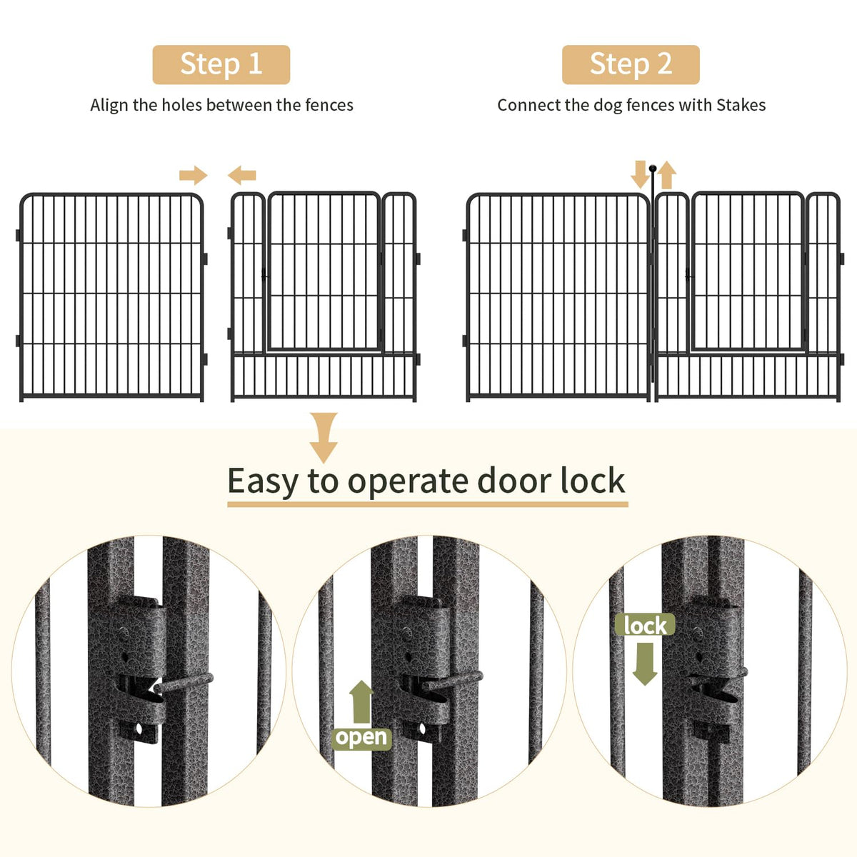 Dog Playpen,32/40/45 Inch Height in Heavy Duty, Folding Indoor Outdoor Anti-Rust Dog Exercise Fence, Portable Pet Playpen with Door for Large Medium Small Dogs and Pet (16 Panels, 32 Inch) Silver