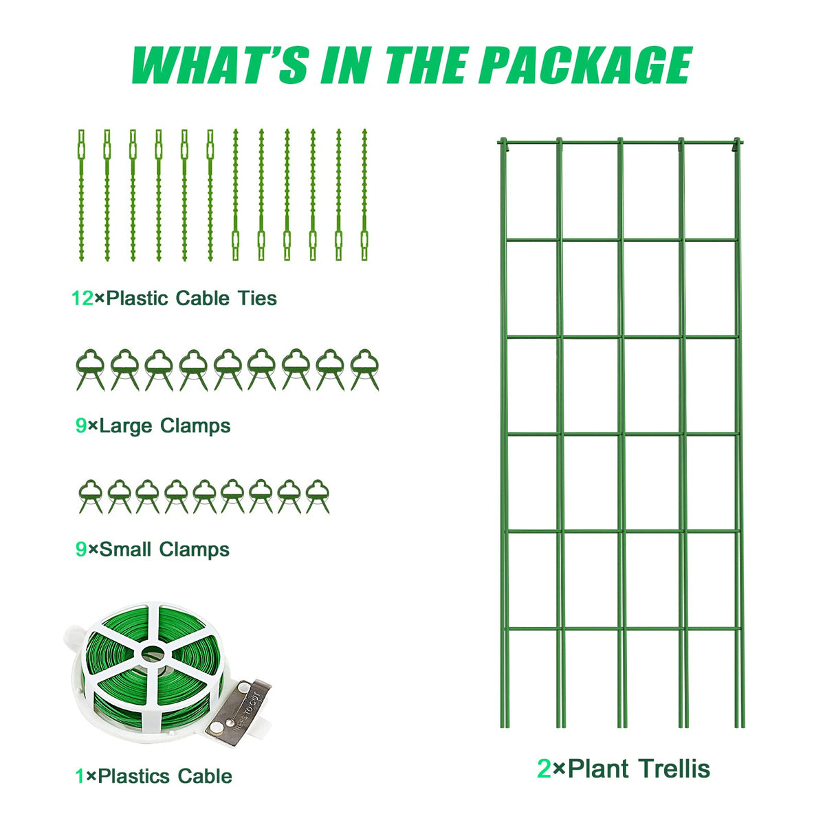 DoCred Cucumber Trellis, 2 Pack Foldable A Frame Trellis for Raised Bed Climbing Plants, Vegetables, Includes Plant Support Clips, Twist Ties, Plastic Ties- Made from PVC-Coated Steel