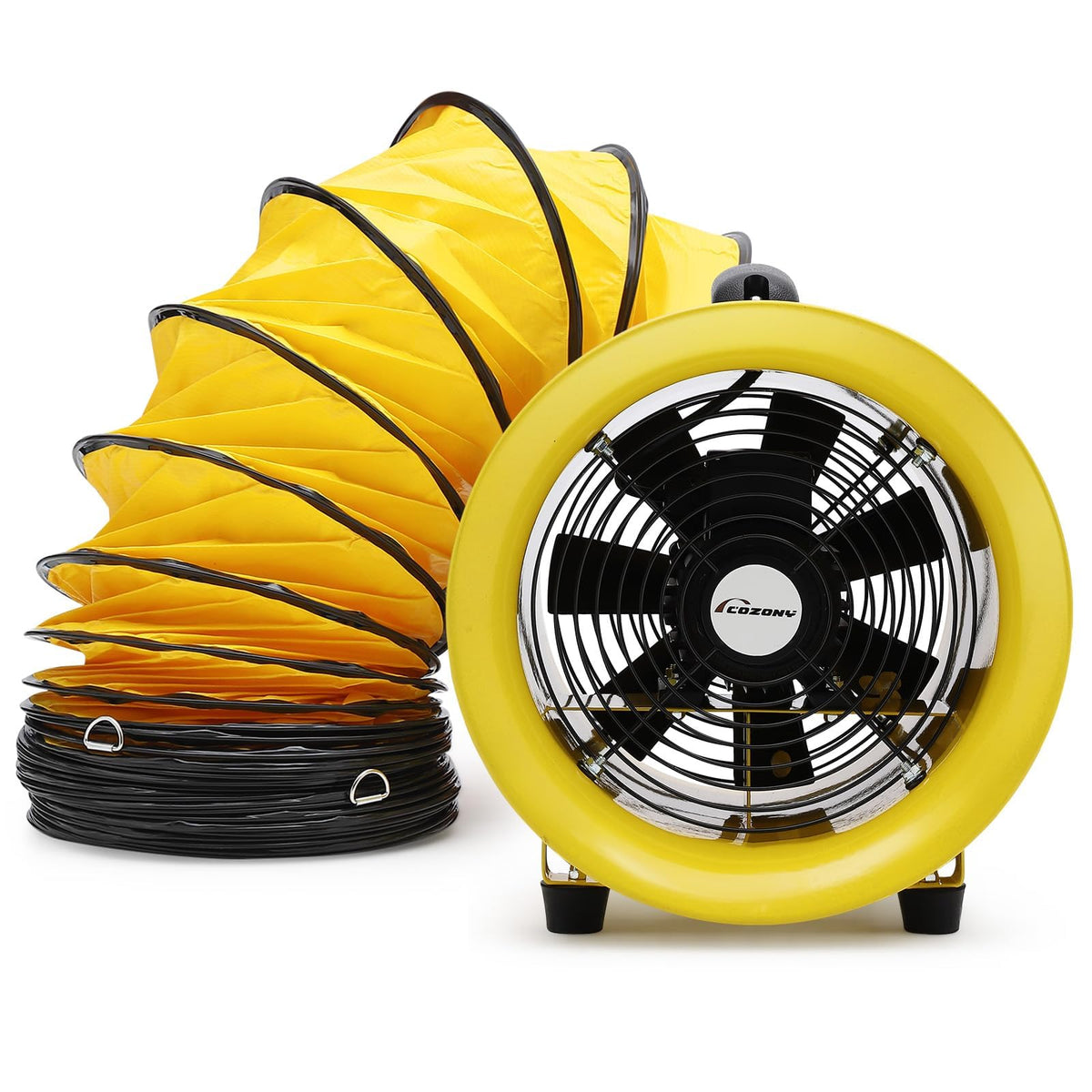 8 Inch Utility Blower Fan, 3300 RPM High Speed Heavy Duty Fan, IP44 Waterproof Extractor Fan with 33 ft PVC Duct Hose, Industrial Portable Exhaust Fan Ventilation Fan for Basements, Tunnels, Factories