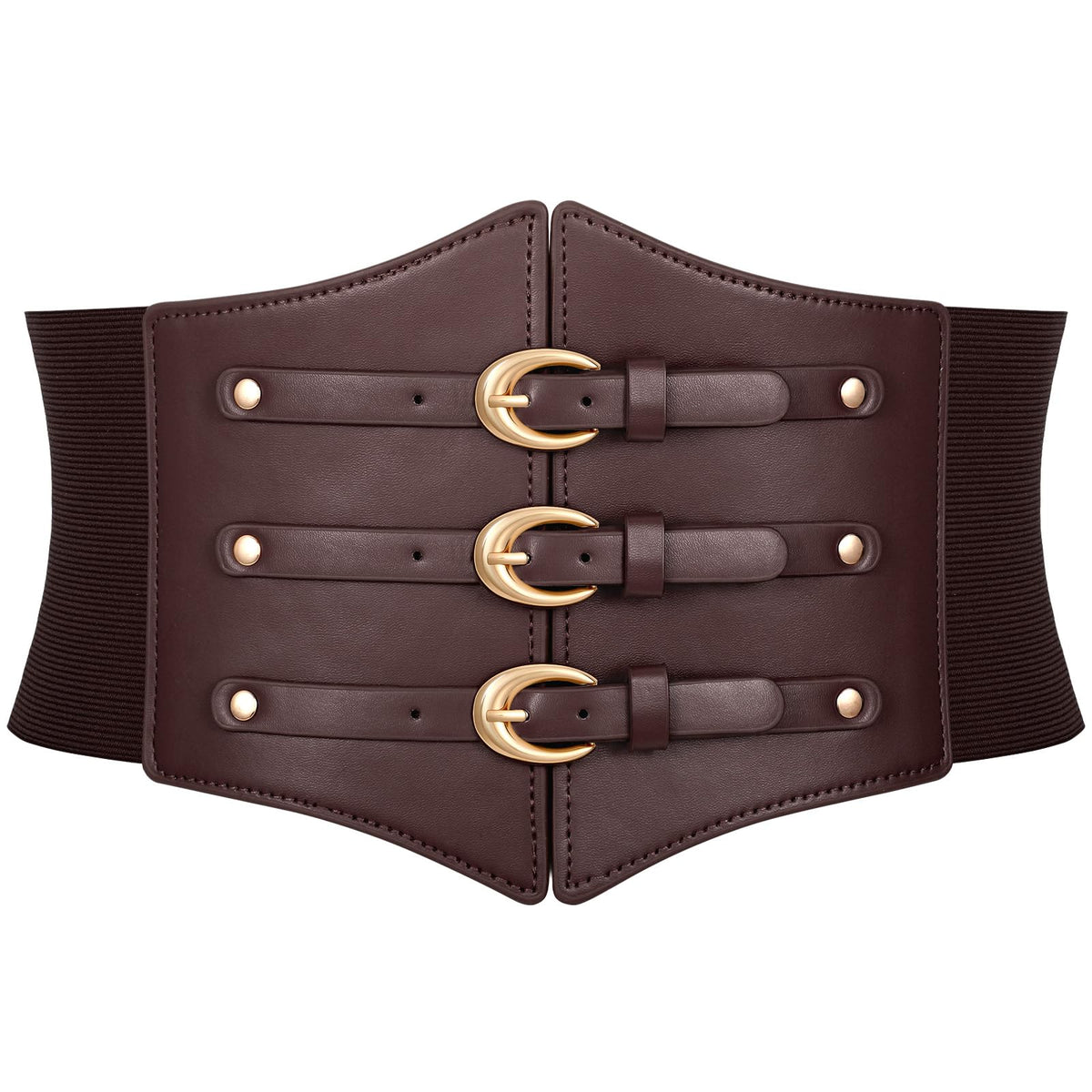 JKEEMI Women Corset Belt Wide Stretchy Waspie Elastic Waist Belt with Gold Buckle for Daily Cosplay Halloween Costume