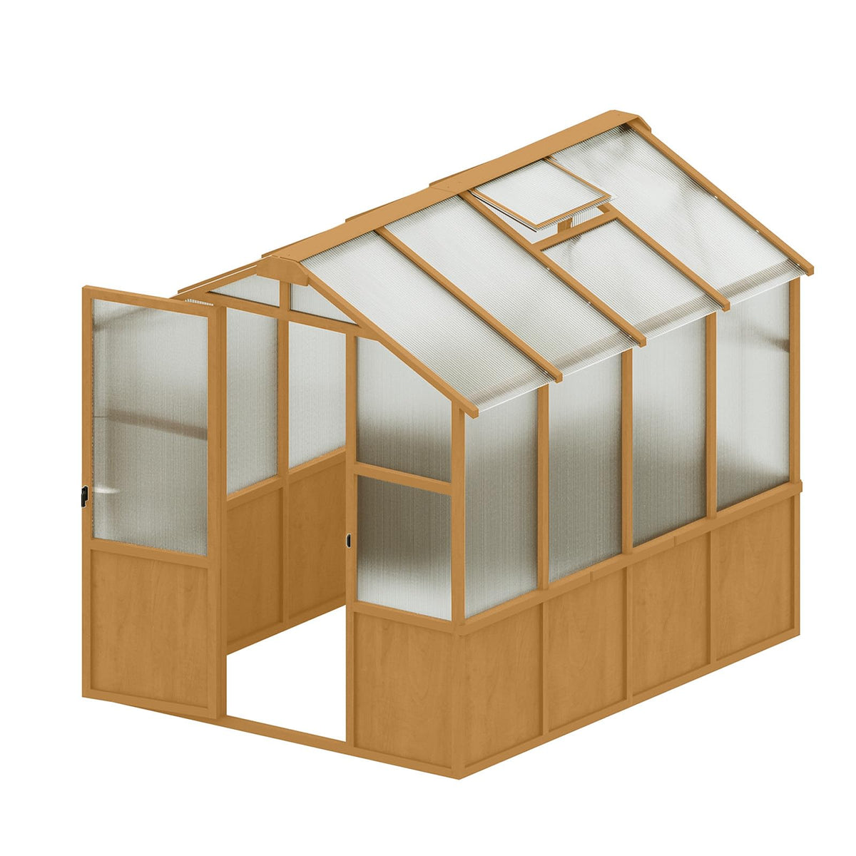 GDFStudio 6x8 FT Wooden Greenhouse for Outdoors, Walk-in Green House Kit with 6mm Polycarbonate Panels, Lockable Door, Adjustable Roof Vents, Outdoor Greenhouses for Garden Backyard Patio Lawn, Wood