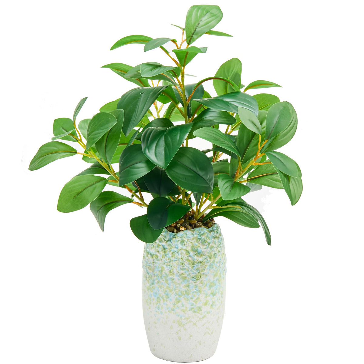 K&Y Realistic Artificial Potted Plants Olive Wild Fern Berry Decor Low Maintenance Faux Greenery Indoor Fake Plants for Home Office Bathroom Kitchen Desk Shelf (Green Flower vase Potted Plant)