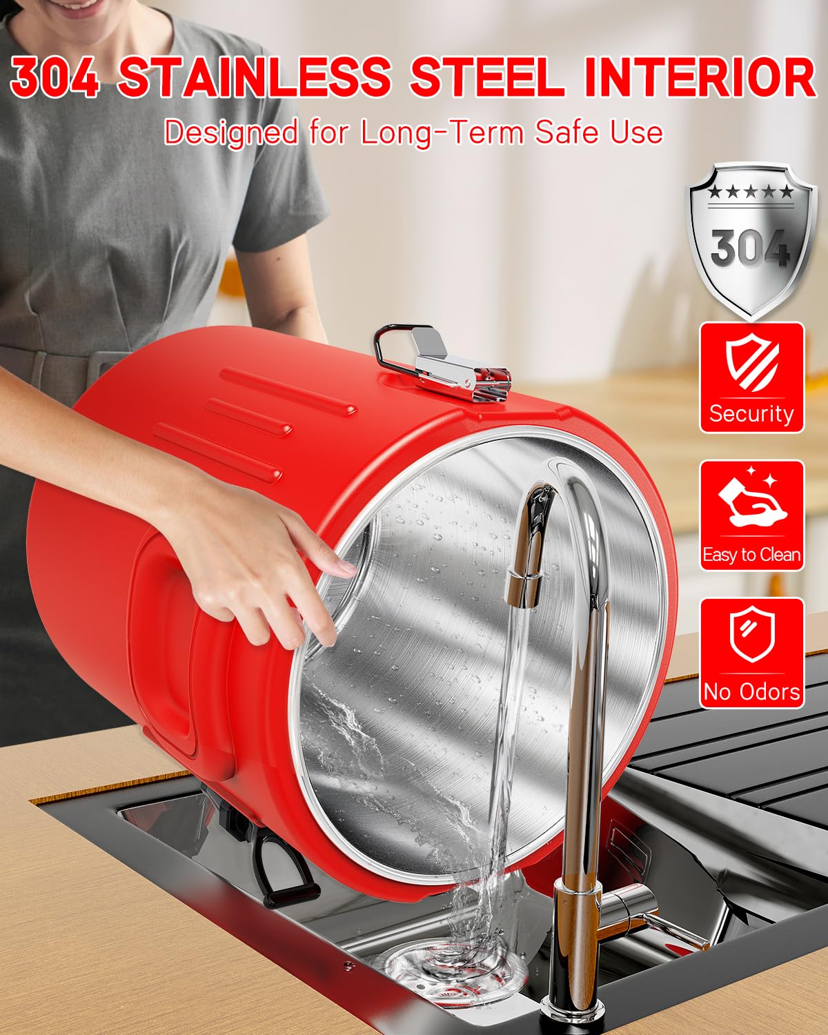 Insulated Beverage Dispenser 5 Gallon, Hot Drink Dispenser with 304 Stainless Steel Interior & Spout, Hot Water Dispenser for Parties, Portable Outdoors Water Jug for Camping Sports,N5