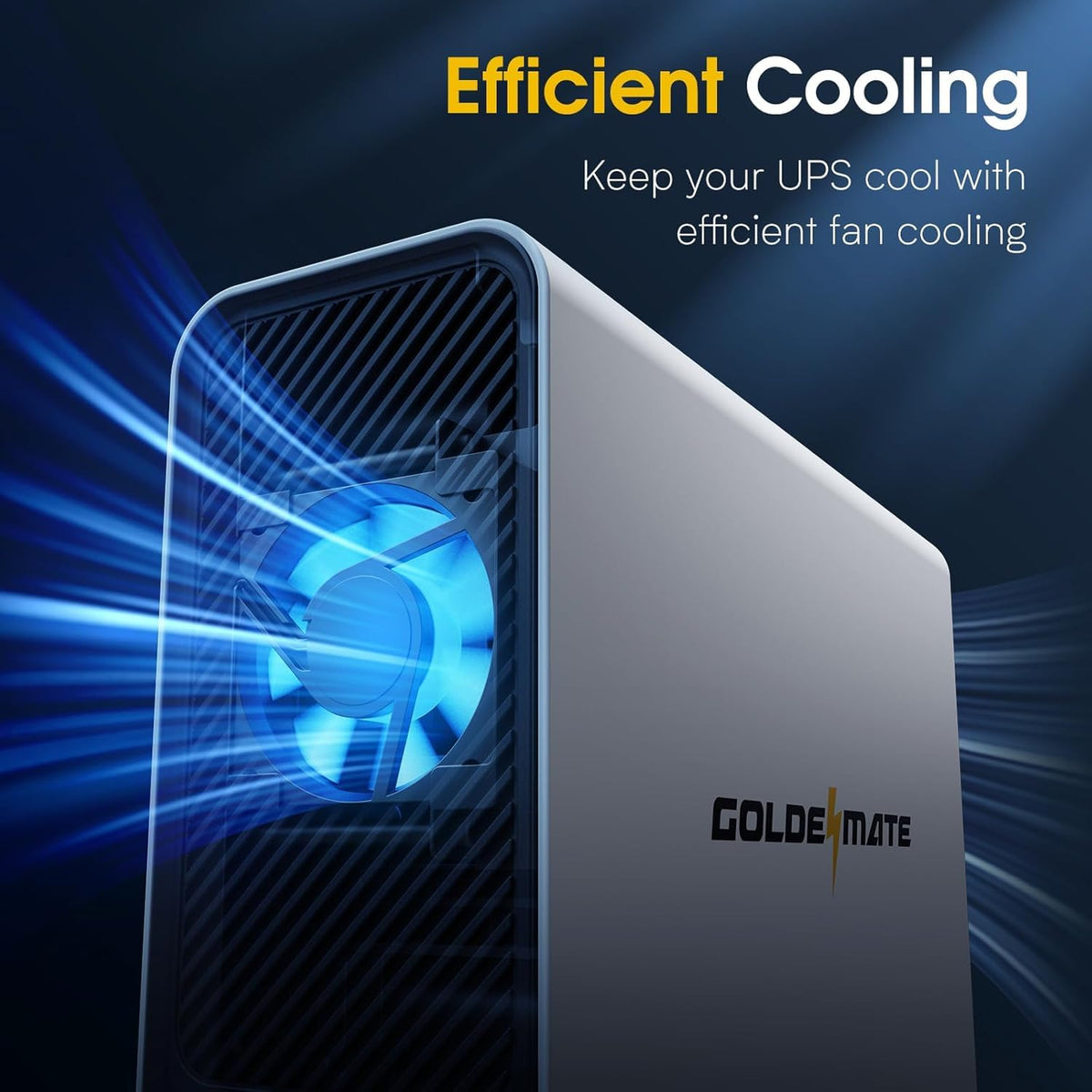 GOLDENMATE 1000VA/600W Lithium UPS Battery Backup and Surge Protector, Backup Battery Power Supply with LiFePO4 Batteries(153.6 Wh), Sinewave UPS System, 10 Years Lifespan, 8-Outlets, LCD Display