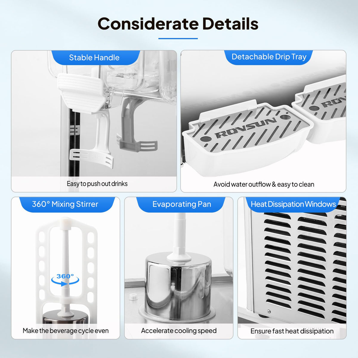 ROVSUN 14.4 Gal/54L Commercial Beverage Dispenser, 18L X 3 Tanks Commercial Juice Dispenser Cold Drink Dispenser Stainless Steel with Thermostat Controller for Home Restaurant Bar Party 110V/60HZ