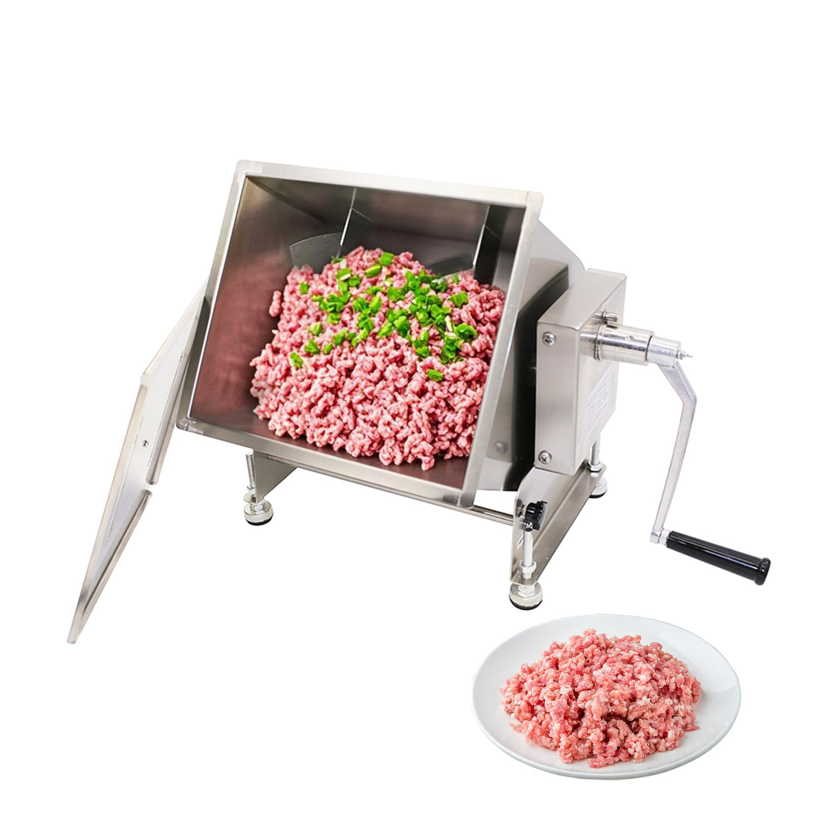 Hakka 30lb/15L Commercial Meat Mixer, Stainless Steel 20L Tilt Tank Manual Meat Mixer for Sausage (Mixing Max.30lb/15L for Meat)