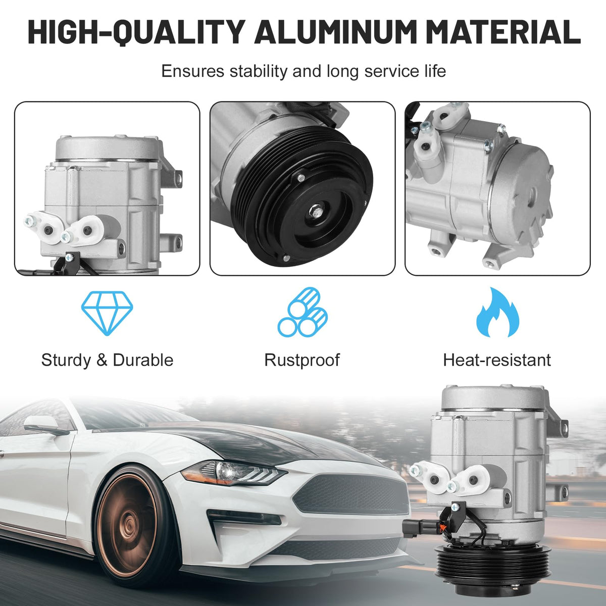 New AC Air Condition Compressor with Clutch for Ford Expedition F150 2007-2014, F250 F350 Super Duty 2008-2010, for Lincoln Navigator 2007-2014 5.4L 6.2L 6.4L 6.8L, for Ford Lobo 4.6 5.4L 6.2L 01-14