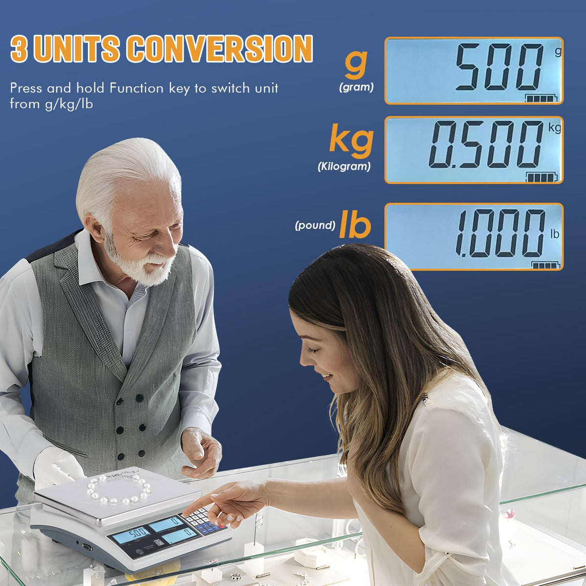 Bonvoisin Industrial Counting Scale Digital Scale for Parts and Coins kg/g/lb Electronic Gram Scale Inventory Counting Scale Industrial Parts Coins Piece Counting Scale (30kg/66lb, 1g)