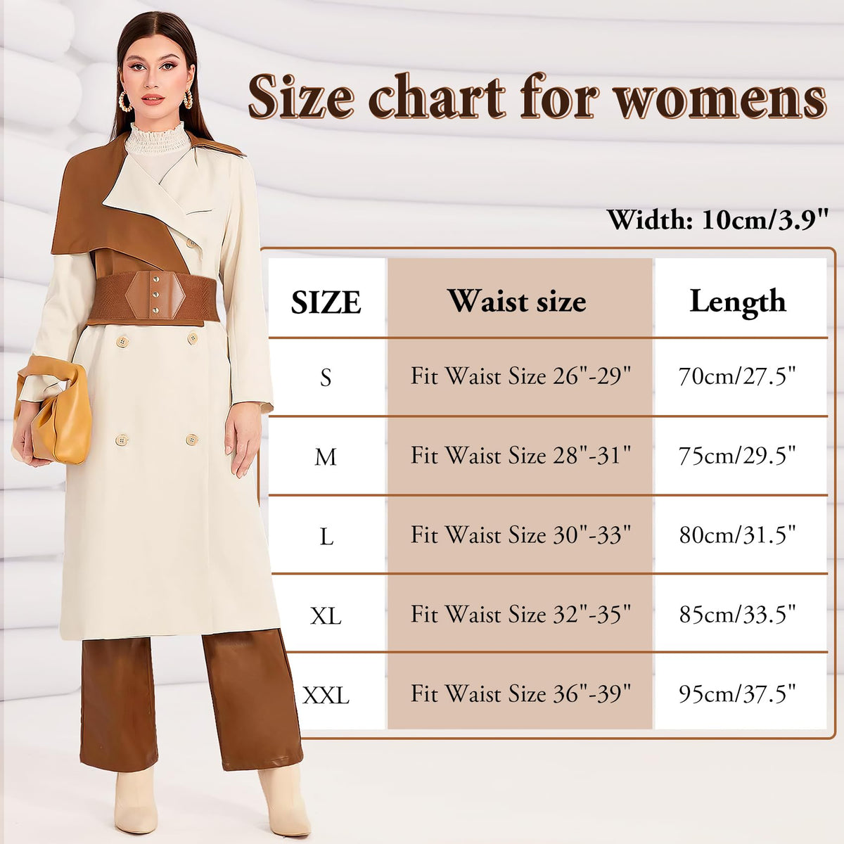 WHIPPY Women Wide Elastic Belts for Dress Snap-Button Stretch Corset Belt Ladies Stretchy Waistband Black Gold Buckle S