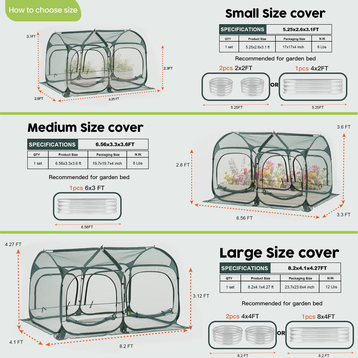 Poray Large 5.3x2.6FT Plant Netting Cover, Pop up Tunnel Crop Cage Gardening Net,Pest Guard Cover for Vegetables &Fruits,Durable Gardening Net for Plant and Animal