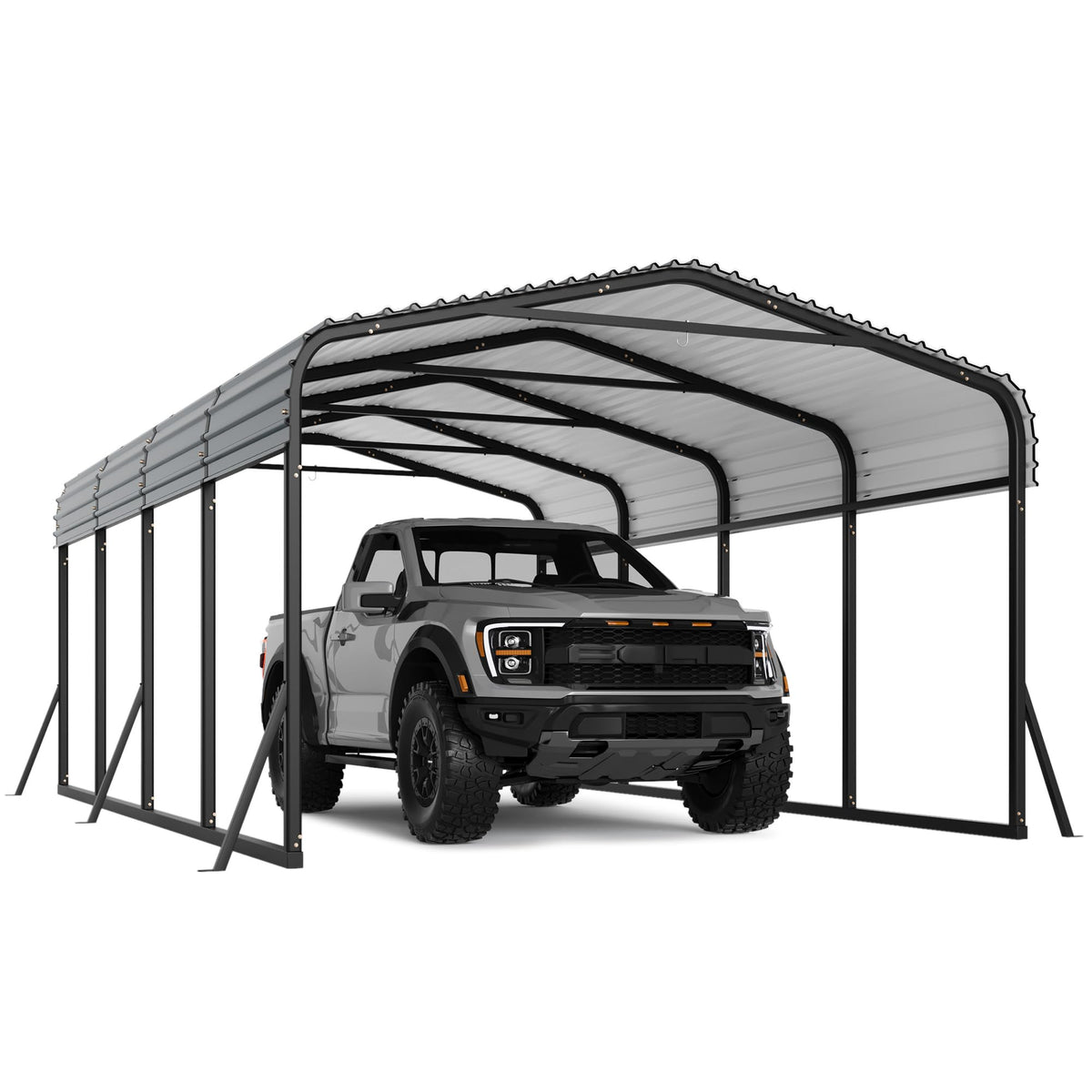 CABIHOME 10x20Ft Metal Carport Kits, Heavy Duty Carport with Galvanized Steel Roof, Reinforced Frame, Car Shelter for All-Weather Use, Outdoor Car Port Tent for Cars, Trucks, Boats, Tractors & RVs