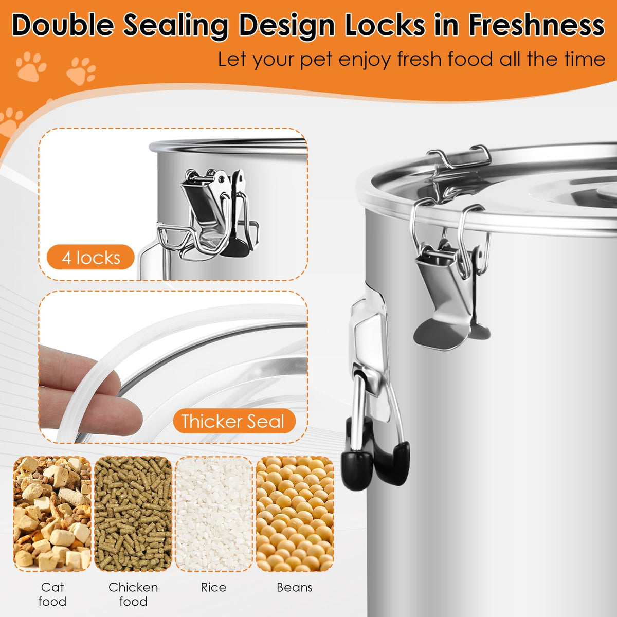 Stainless Steel Dog Food Storage Container,50LB/55LB Airtight Dog Food Storage Container with Lid to Keep Fresh,Easy Clean Large Pet Food Storage Container with Scoop for Cat Food,Chicken Feed,Rice