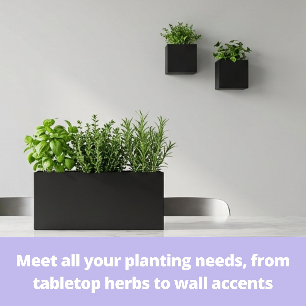LaLaGreen Wall Planters (3 Set) Rectangular Wall Mounted Hanging Flower Boxes for Indoor Plants, Black Carbon Steel Metal Windox Box Planter Plant Pot Modern Balcony Windowsill Herb Home Garden Decor