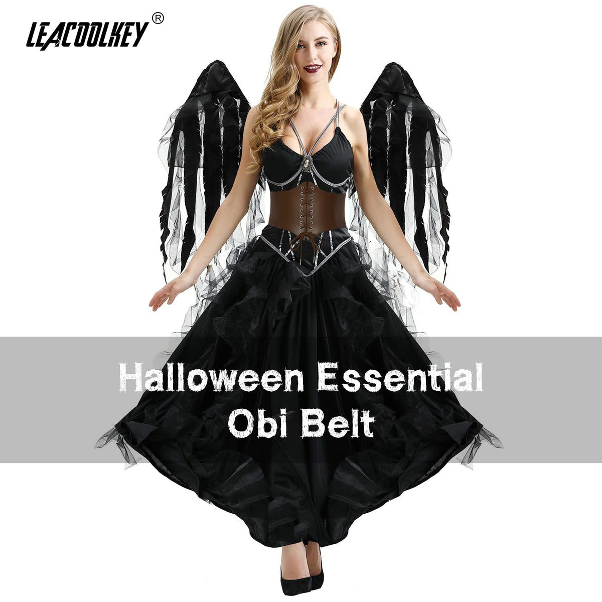 LEACOOLKEY Lace-up Cinch Belt, Women Corset Waist Belt, Tied Corset Elastic Belt, Obi Belt for Women for Dress, Halloween Accessories