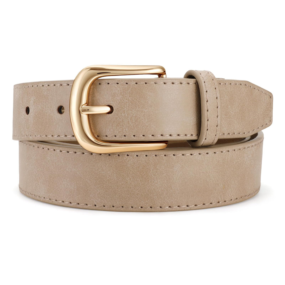 JASGOOD Women Leather Belt for Jeans Vintage Ladies Waist Belt with Gold Buckle for Pants Dress
