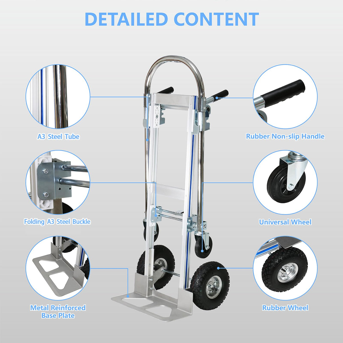 Heavy Duty Convertible Hand Truck, 2 in 1 Folding Dolly 800 LBS Capacity Industrial Platform Cart Collapsible Truck for Transport & Moving in Warehouse, Home, Supermarket