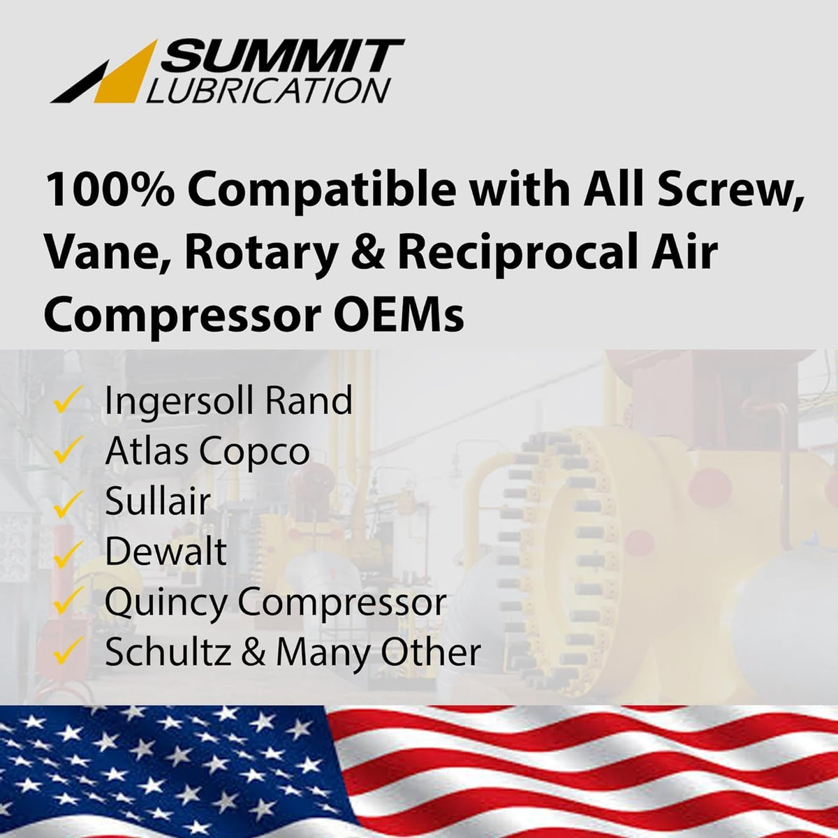 Kluber Summit FG Elite 150 | Fully Synthetic Air Compressor Oil, Food Grade 10000 Hour Rotary Screw Air, Vane, reciprocating air compressors and Vacuum Pumps Lubricating Oil 5 GL Pail. Made in USA
