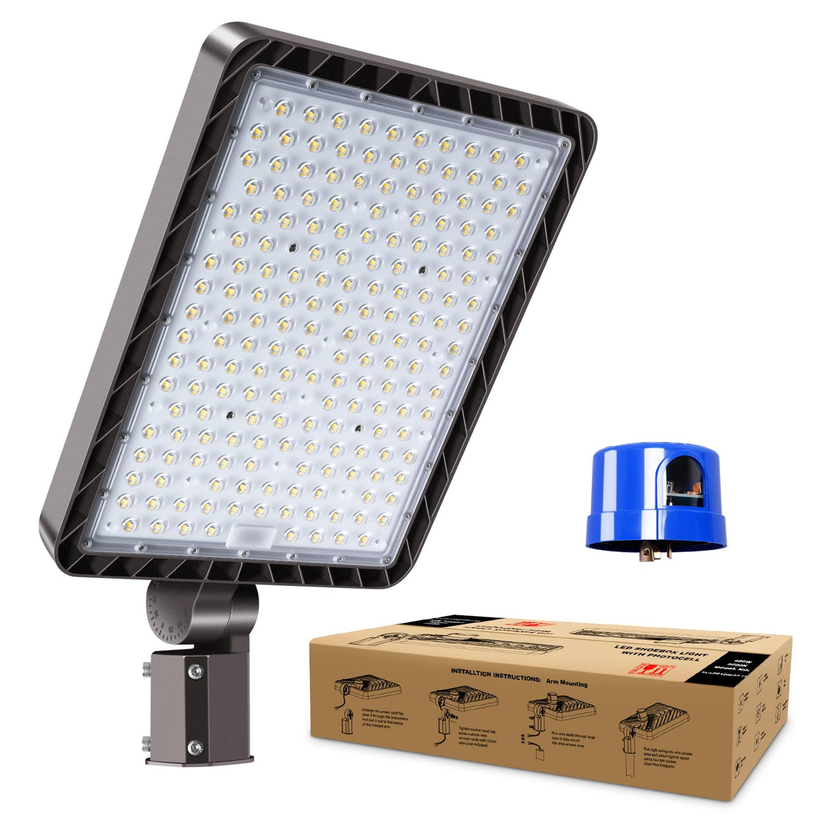 Dream Eeve 480W LED Parking Lot Light Slip Fitter Mount 72000LM Dusk to Dawn 5000K Led Flood Light Outdoor Commercial Security Area IP65 Waterproof 85-277V for Street Stadium Driveway