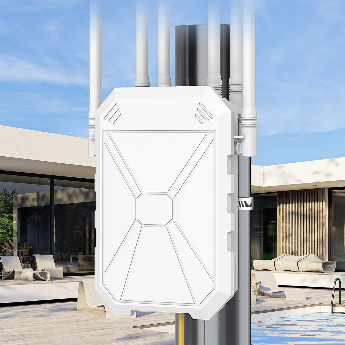AX1800 Outdoor WiFi 6 Extender, High Power Outdoor WiFi Extender Signal Booster, Long Range Outdoor WiFi Access Point, IP67 Weatherproof, PoE Power Supply, for Starlink, Cameras, Patio, Camping,RV