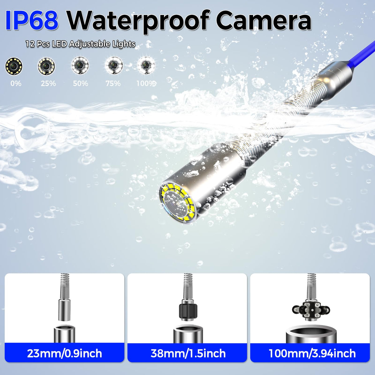 JINXINEBAY Sewer Pipe Inspection Camera, 4.3'' IPS Monitor with 32GB TF Card DVR, IP68 1080P Camera 32FT Fiberglass Cable, 8500mAh Battery Night Vision, for Home/Contractor/Plumber