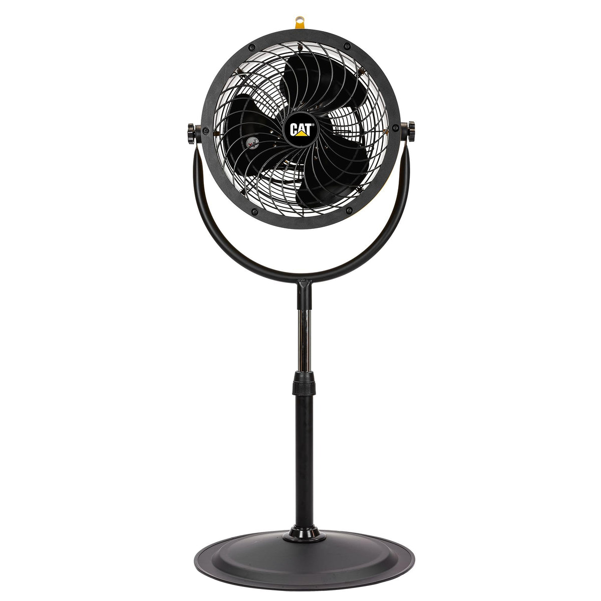 CAT fans - 14”-Blade High-Velocity Pedestal Drum Fan Industrial Grade (Yellow, 4-in-1): 2,300 CFM, 4-Speed, 360 Degree Adjustable Tilt, Dual Ball Bearing Motor with Die-Cast Cover (HVPD-14AC)