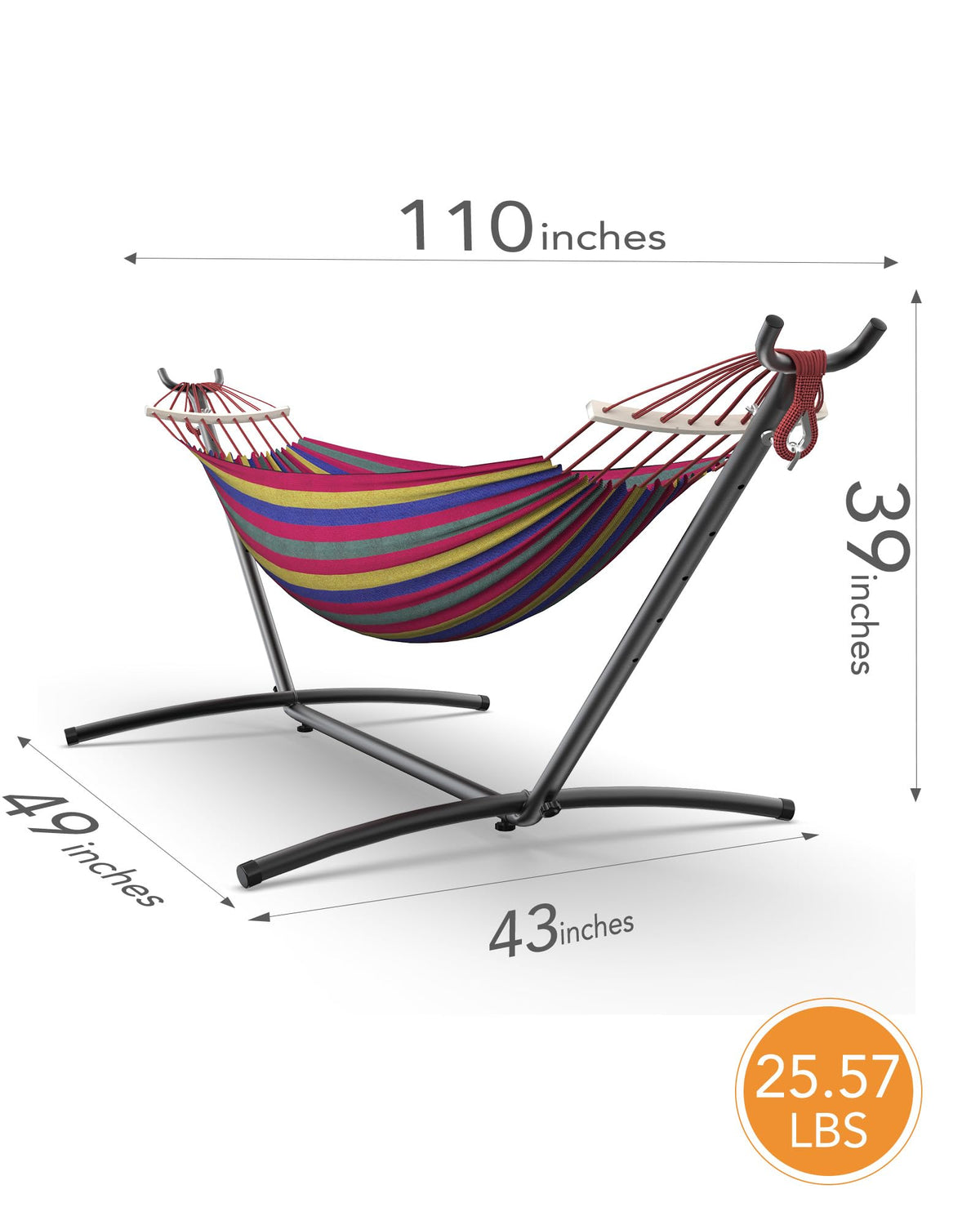 EveryFun Double Hammock with Heavy-Duty Steel Stand,Portable,Easy Assembly,600lbs Weight Capacity,Suit for Indoor,Yard,Camping,or Outdoor-Wide Red
