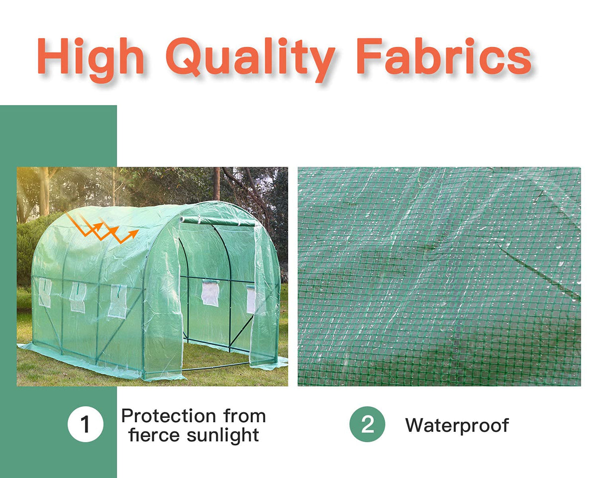Greenhouse 10'xW7'xH7' Walk-in Greenhouses for Outdoors Mini Greenhouse Greenhouse Plastic with Rolling-up Door and 2 Vents,Green