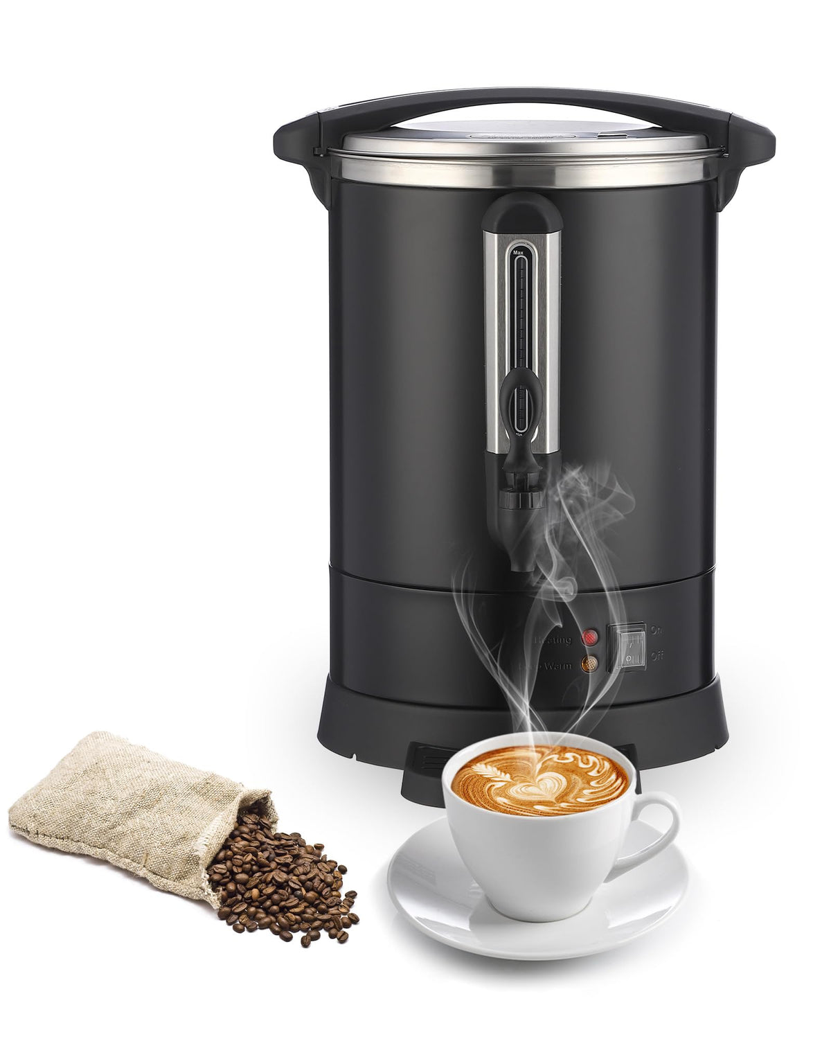 Takywep Double-wall Coffee Urn 80 Cup,12L/3.2 gal Commercial Coffee Maker for Buffet Catering Party,Fast Blow and Heat Maintenance Hot Beverage Dispenser,Hot Water Urn