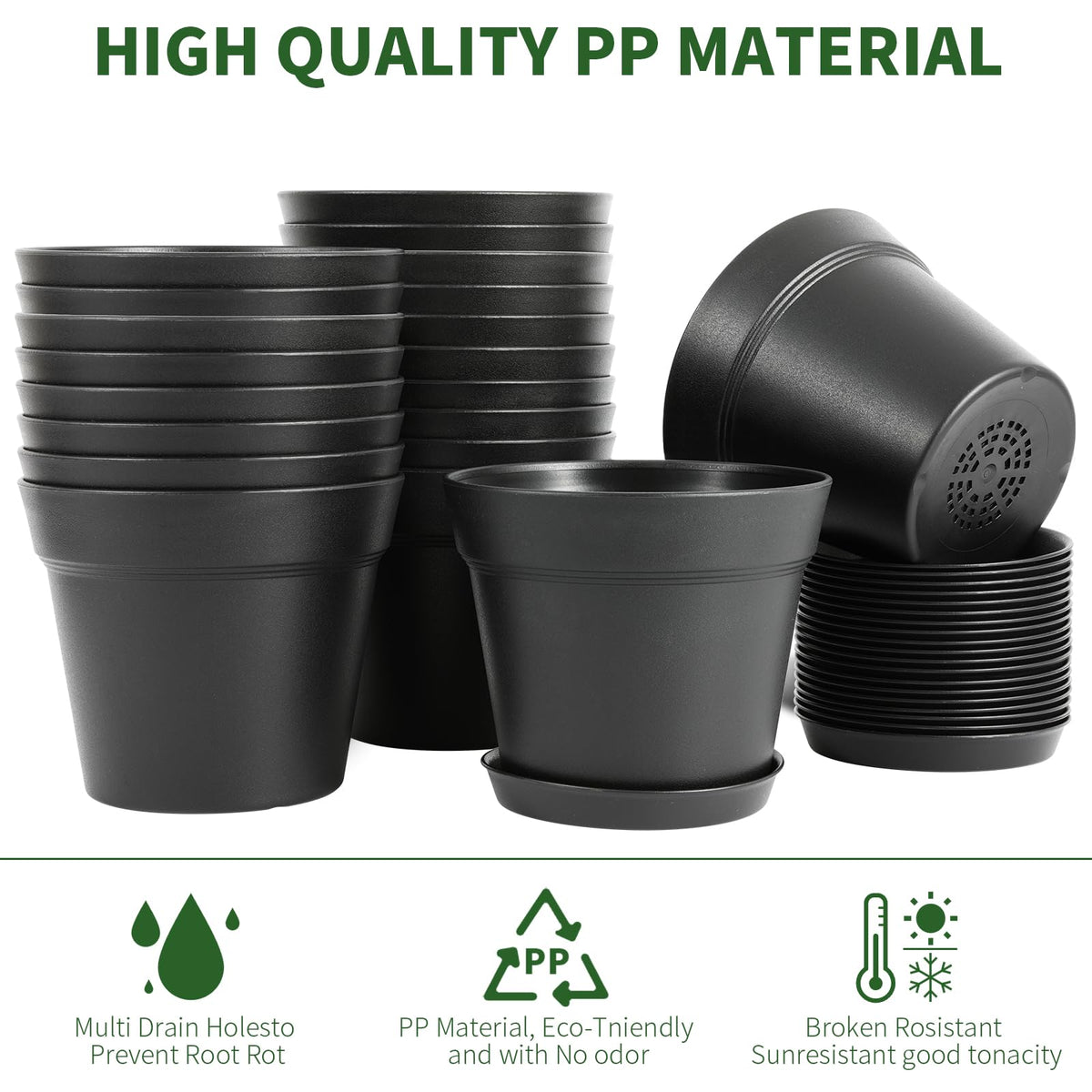 GARDIFE 20 Pack 4 inch Plant pots, planters for Indoor Plants, Flower pots, Black