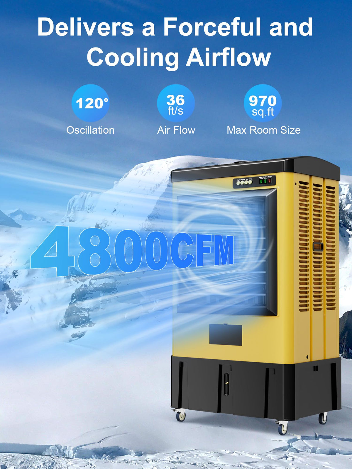 Uthfy 4800 CFM Swamp Cooler Air Conditioner, 41" Evaporative Air Cooler with 10.6 Gal Water Tank, 3 Speeds, 120°Oscillation, 3 Ice Packs, Outdoor Air Conditioner for Garage, Patio, Yard, Factory