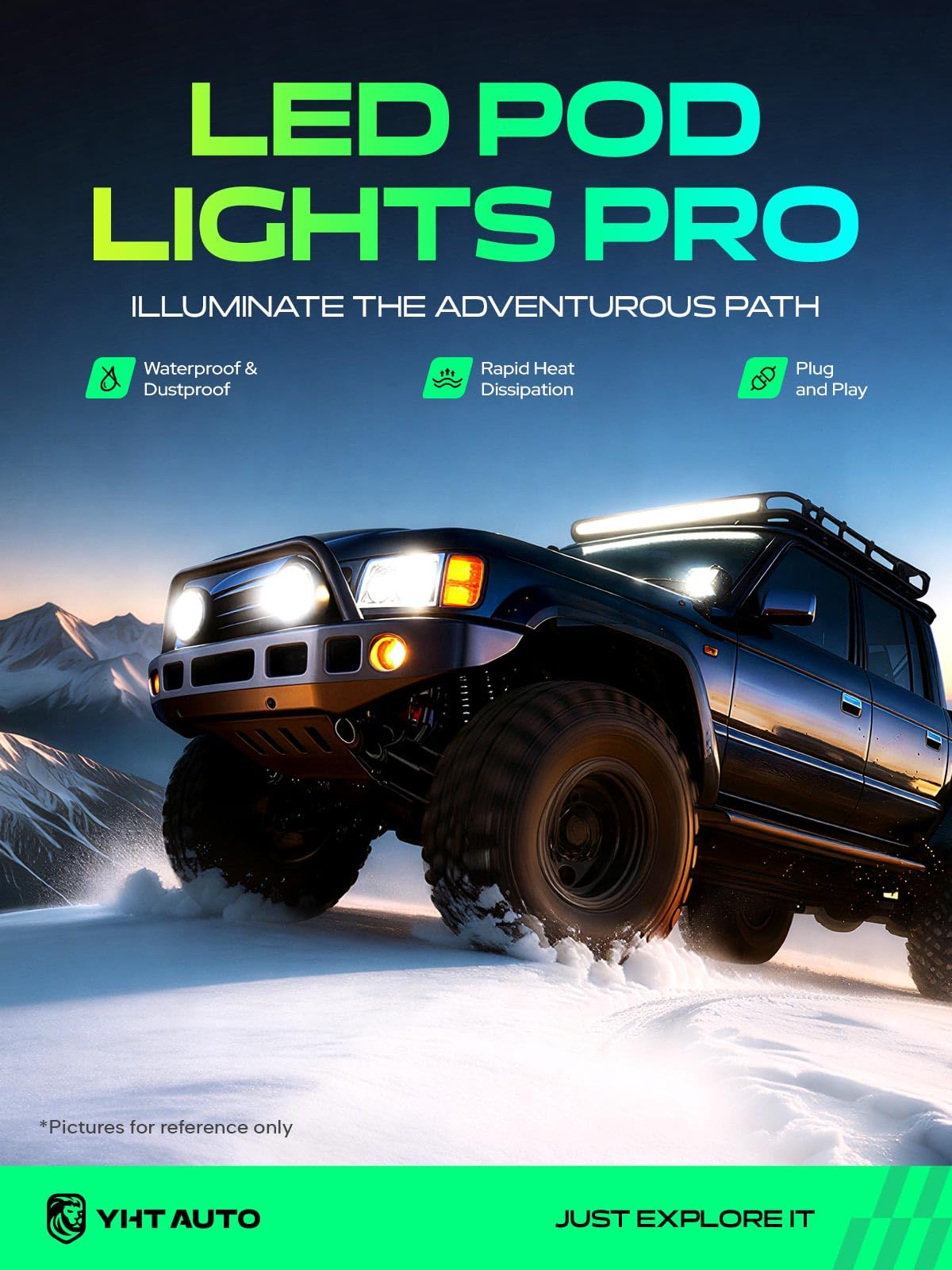 YHTAUTO 4 Inch LED Pod Lights & Light Cover 40W 4800LM 5700K Driving 10x25°Beam Off Road Camper Working Light Bars for 4x4 Pickup Truck ATV UTV Dirt Bike Motorcycle Boat Trailer IP67 Waterproof Lamp