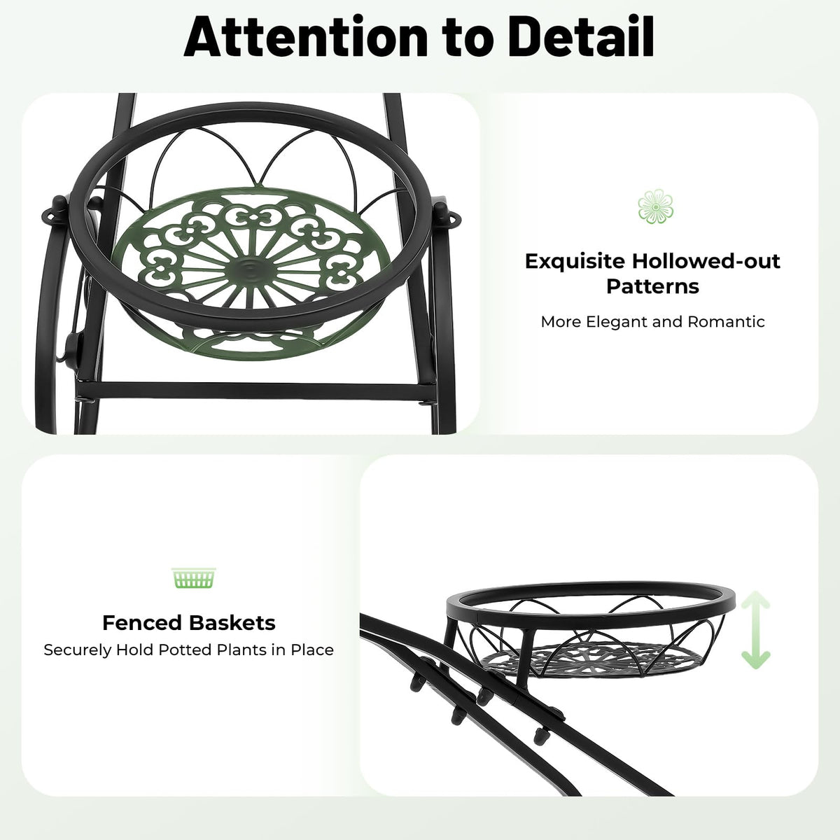 DNYSYSJ Tricycle Plant Stand, Metal Bicycle Plant Stand-Flower 3 Pots Cart Holder Planter Rack Display Yard Indoor Outdoor Garden Patio Decor (Black)