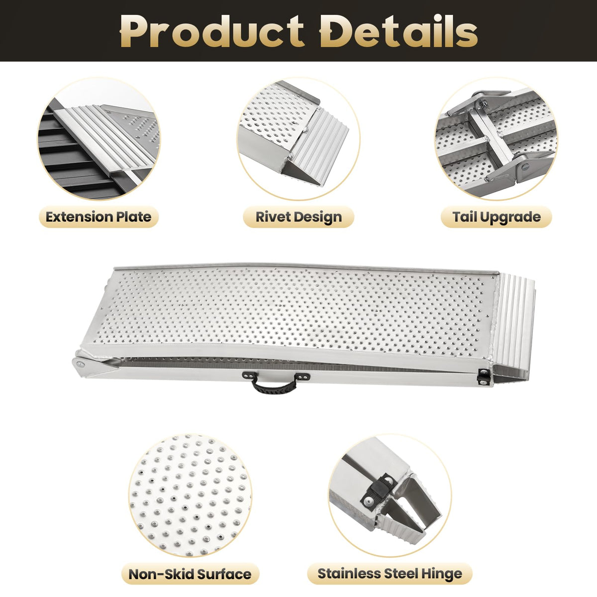 FACHNUO Aluminum Loading Ramps 1500LBS Capacity, 7.5Feet Pickup Truck Ramps for Trailer/ATV/UTV Motorcycle Ramp, Lawn Mower, Dirt Bike, Folding Portable Shed Ramp, 2PC, 89-by-12-inch