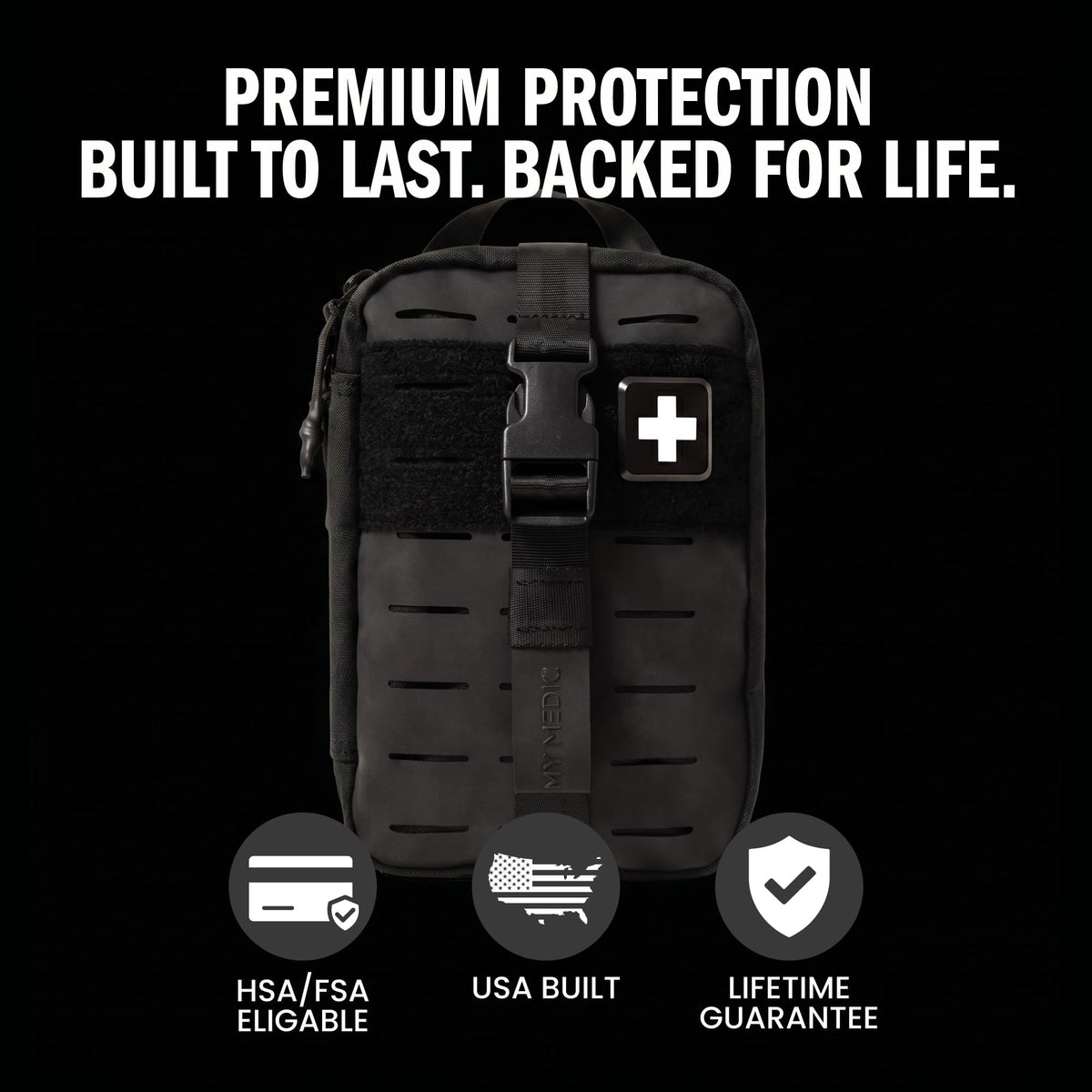MY MEDIC MyFAK PRO Tactical IFAK Trauma Kit & First Aid Kit with Tourniquet - HSA FSA Items - Built in USA - Combat Medical Supplies, Trauma Pack & Molle Bag for Car, Truck, Vehicle, Boat & EDC, Black
