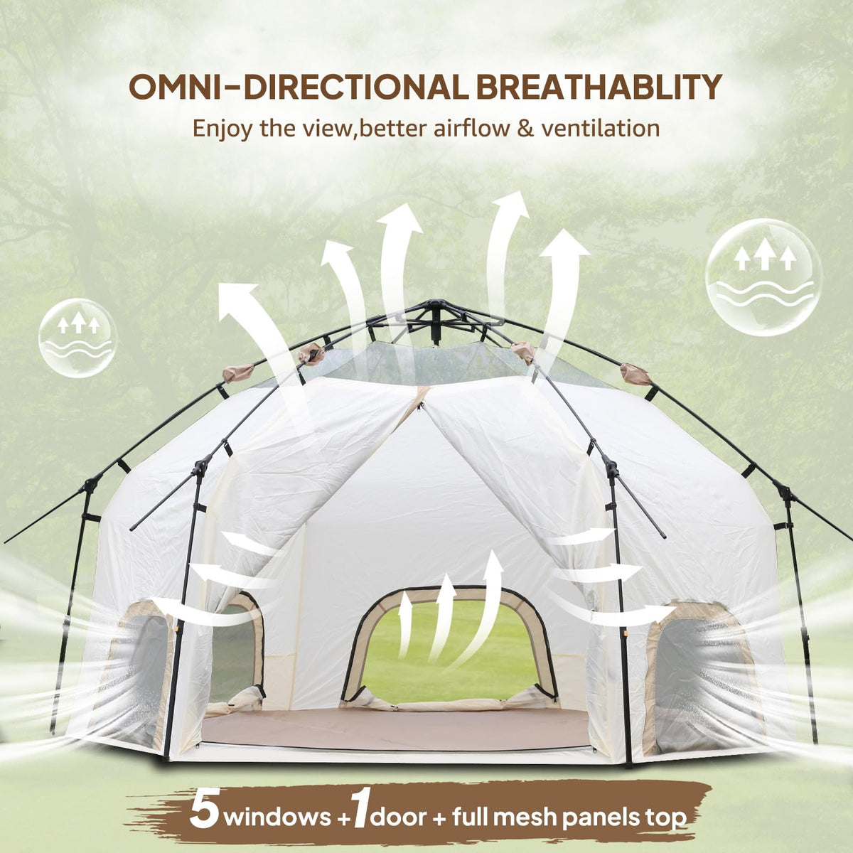 Chihee Camping Tents Pop-Up Stand-up Tent, Family Cabin Tent with Awning Porch 3-Person Outdoor Shelter with Screen Room Large Capacity, Waterproof and Windproof, Easy Setup,Traveling Hiking Picnic