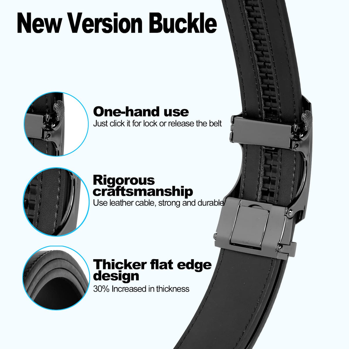 Drowsmen Belt men,leather ratchet Strap 1 3/8" with Comfort Click Sliding Automatic Buckle in gift box, Adjustable belt Trim to Fit (Carbon Fiber M Straps, 32"-38" Waist Adjustable)