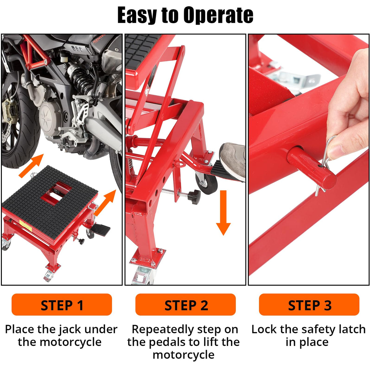 350 Lbs Heavy Duty Hydraulic Motorcycle Lift Jack Table Foot Operated ATV Dirt Bike Scissor Stand with 4 Wheels, Hydraulic Scissor Jack Lift Hoist Stand for Motorcycle ATV UTV Powersports