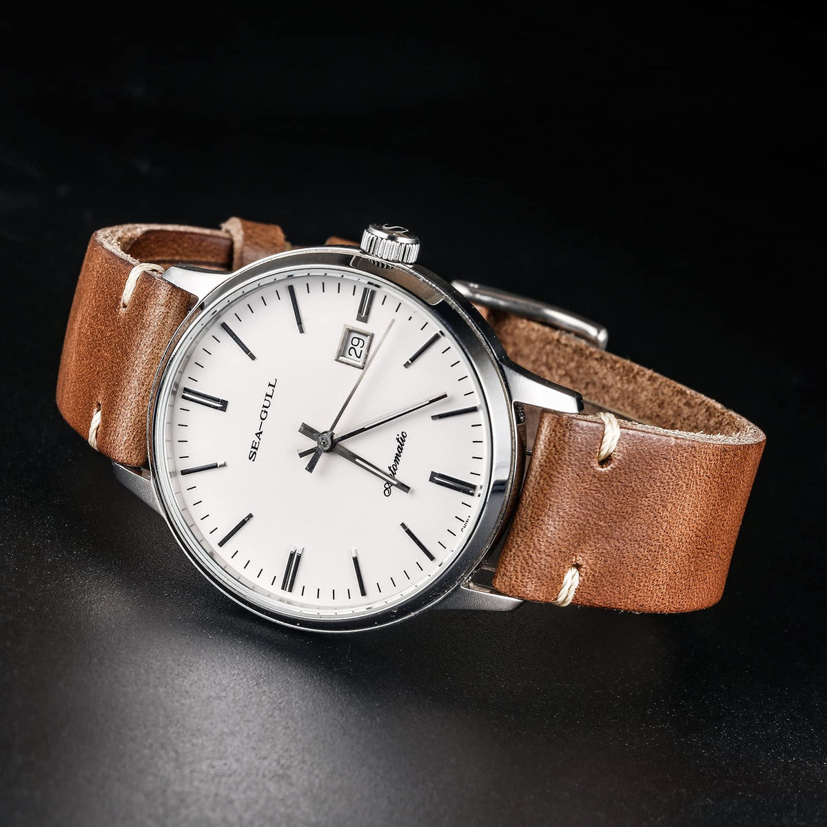 Horween Leather Watch Bands for Men, 18mm Watch Strap Quick Release Vintage Watch Wrap with Heavy Duty Dust Buckle