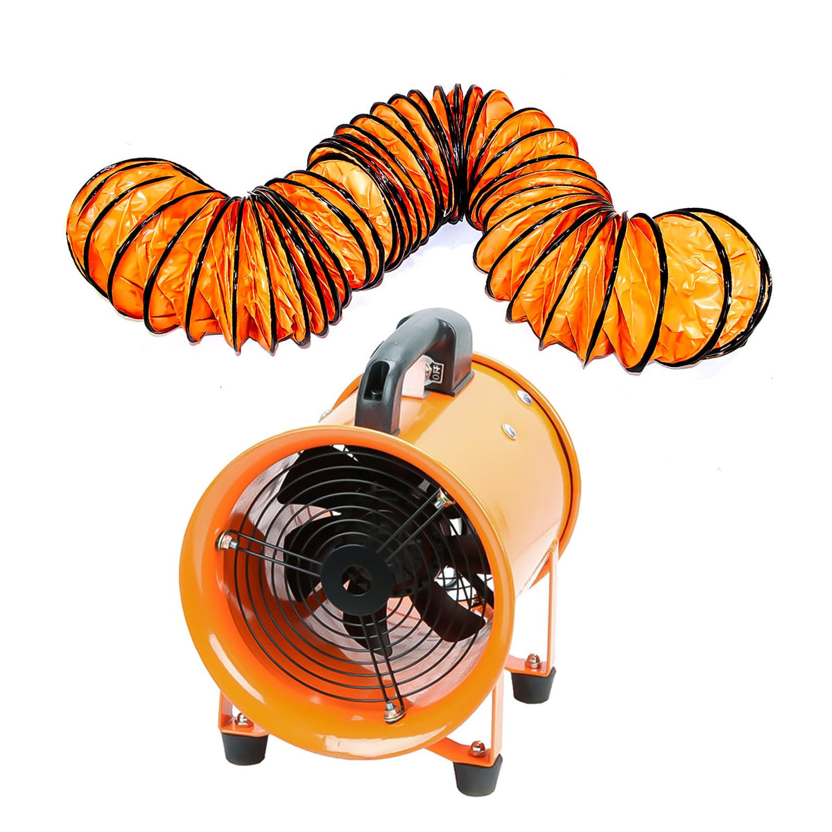 8-Inch High-Velocity Portable Utility Blower Fan, Industrial Exhaust Fan with 33ft Flexible Duct Hose, 3150 RPM Low-Noise Ventilator for Basements, Workshops, Warehouses, and Confined Spaces