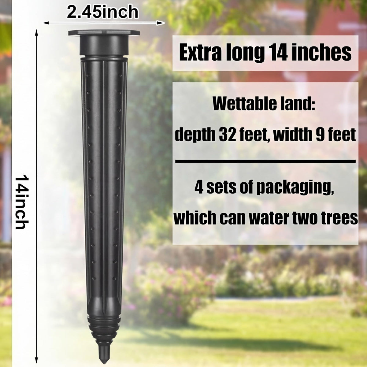 Briwooody 4 Pack Garden Watering Stake Large UV-Protected ABS Plastic Deep Root Irrigation Spike for Trees, Shrubs, Bushes, Shrubs, Flowers, Fruits, Vegetables, Potted Plants (14 Inch)