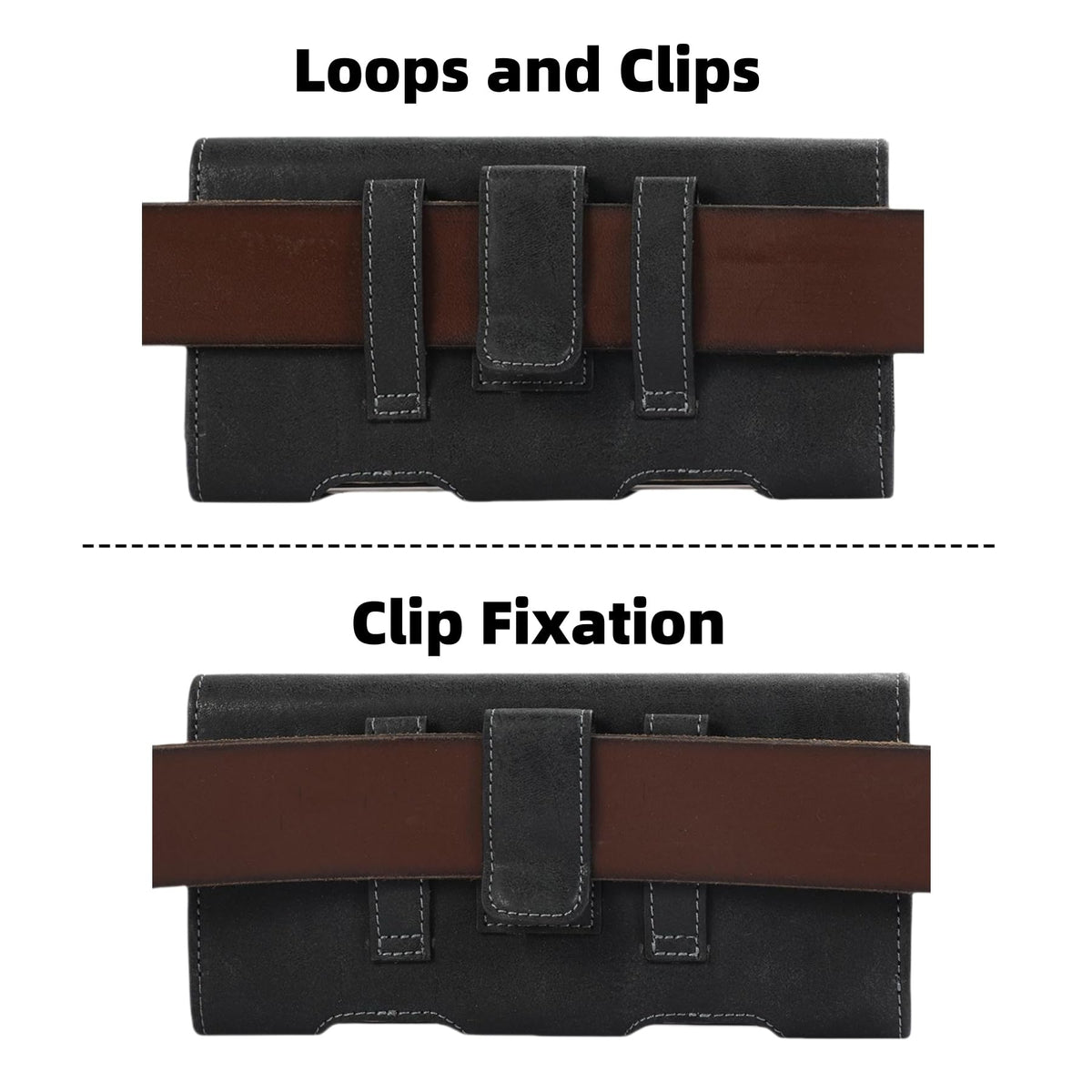 Bourisen Phone Holster Phone Pouch Phone Case Belt Clip Belt Loops Faux Leather for Man for Samsung S25 S24 S23 S22 S21 Ultra/LG/Moto (Black&Yellow, XL(7.0’’x3.5’’x0.9’’))