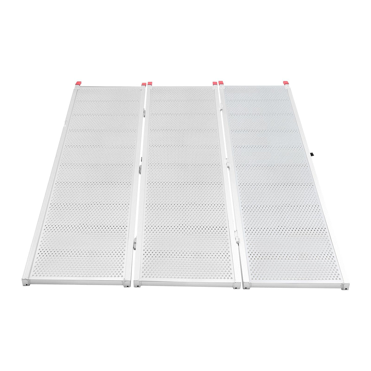 VEVOR Aluminum Trailer Ramps, 76 x 54 in Tri-Folding Truck Ramps with Straps & Non-Slip Rubber Fingers, 1500LBS Capacity ATV Loading Ramps for Pickup Trucks, Motorcycles, Lawn Mowers, Tractors, Carts