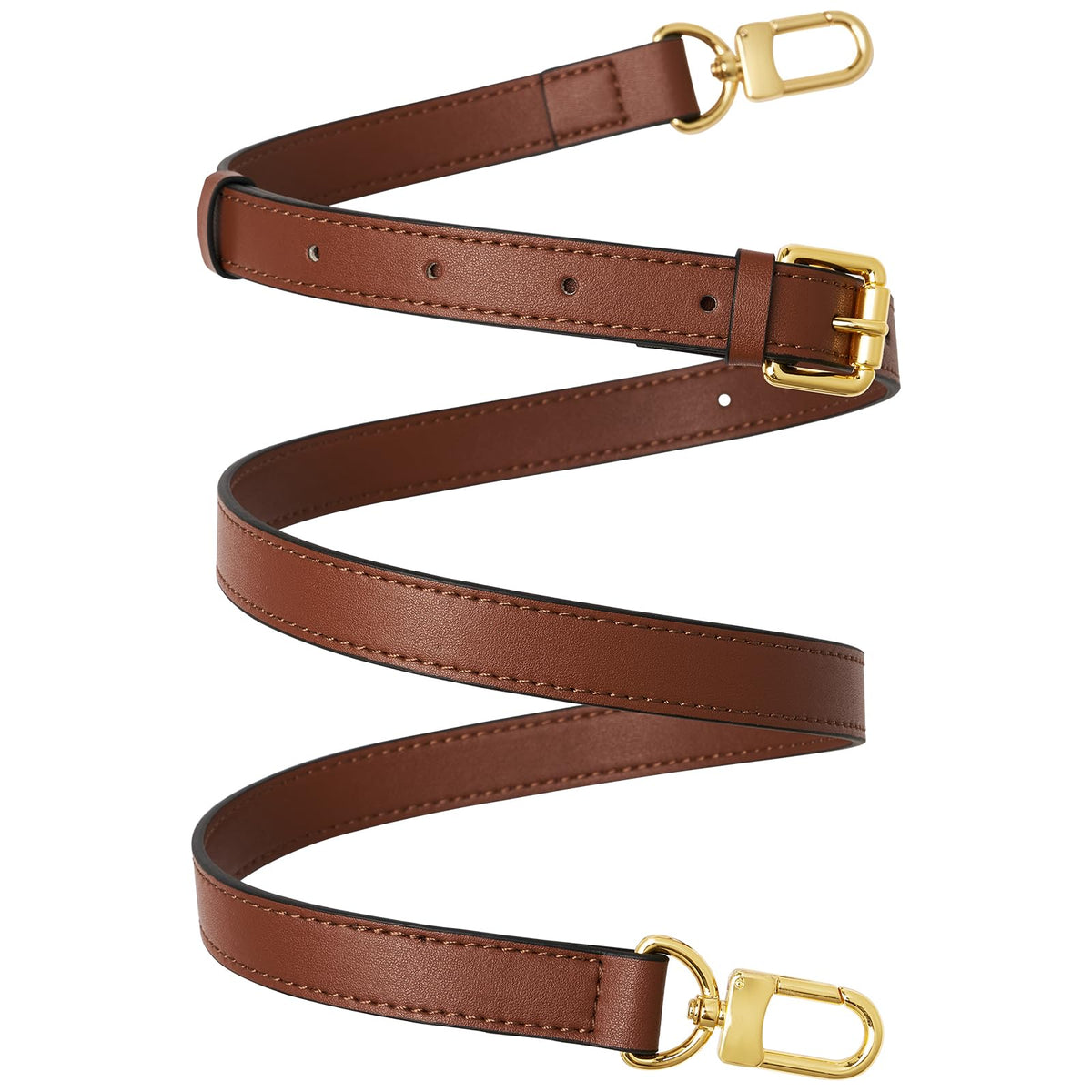 RICLVS Genuine Vachetta Leather Crossbody Strap Genuine Leather Adjustable Replacement Strap for Shoulder Bag Handbag Purse (Brown)