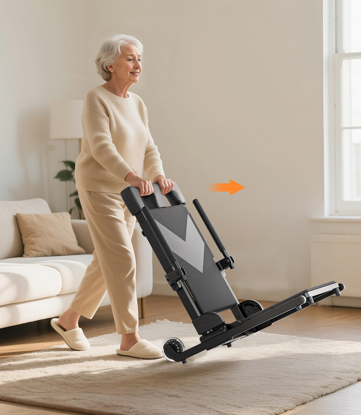VOCIC Electric Chair Lift with Large Wheels, Ultra-Compact Chair Lift with T-Stabilized Base, Easy Mobility Design for Women & Seniors, Helps Stand from Floor, Supports 350 LBS, AX25