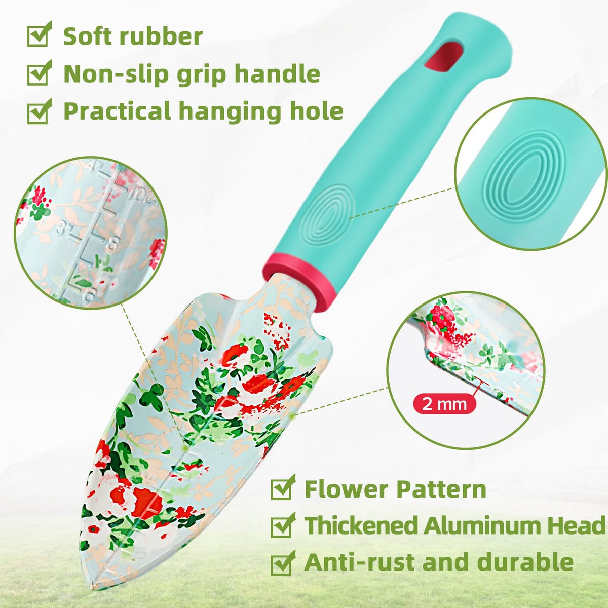 Garden Tools Set WANCHI 10 Piece Heavy Duty Floral Garden Tool Set Gardening Gifts for Women Men Birthday Rust-Proof Aluminum Garden Hand Tools Gardening Kit with Tote Bag Apron Glove